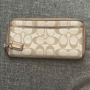 Coach Tan and Brown Signature Wallet